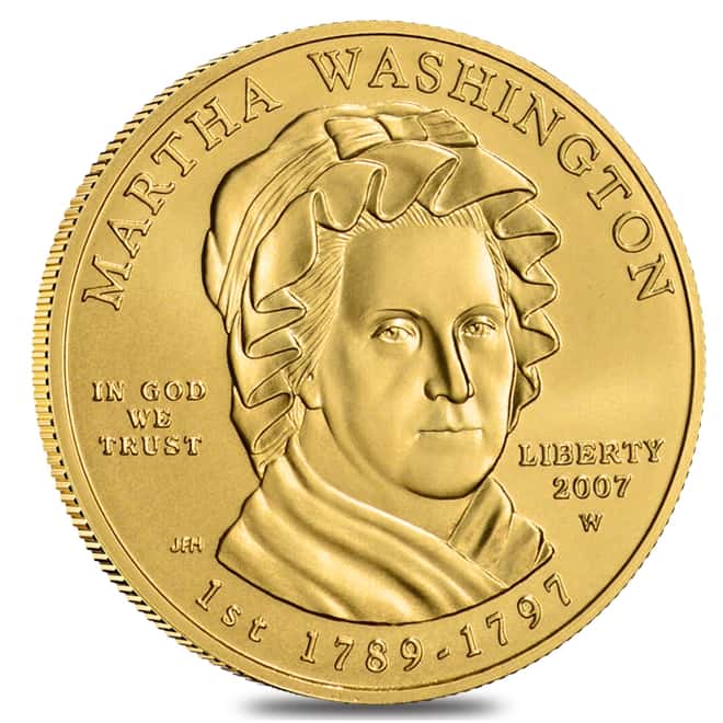 2007 W 1/2 oz $10 First Spouse - Martha Washington Gold Uncirculated Coin (w/Box & COA)