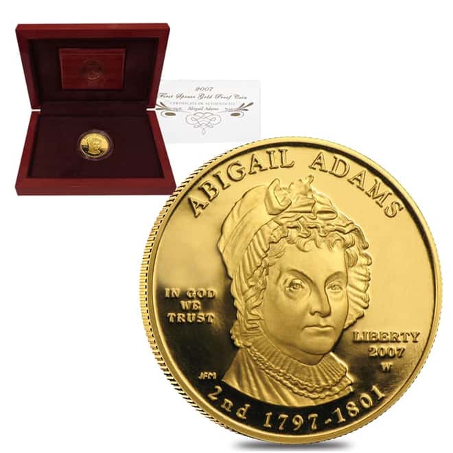 2007 W 1/2 oz $10 First Spouse - Abigail Adams Gold Proof Coin (w/Box & COA)