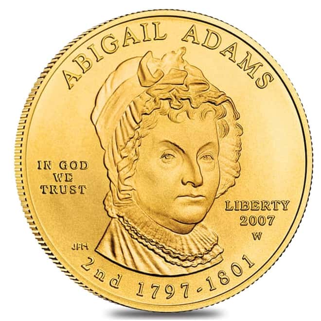 2007 W 1/2 oz $10 First Spouse - Abigail Adams Gold Uncirculated Coin (w/Box & COA)