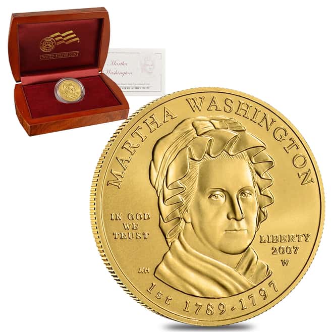 2007 W 1/2 oz $10 First Spouse - Martha Washington Gold Uncirculated Coin (w/Box & COA)