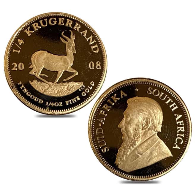 2008 South Africa 0.35 oz Proof Gold Krugerrand Oom Paul 3-Coin Set (w/Box)