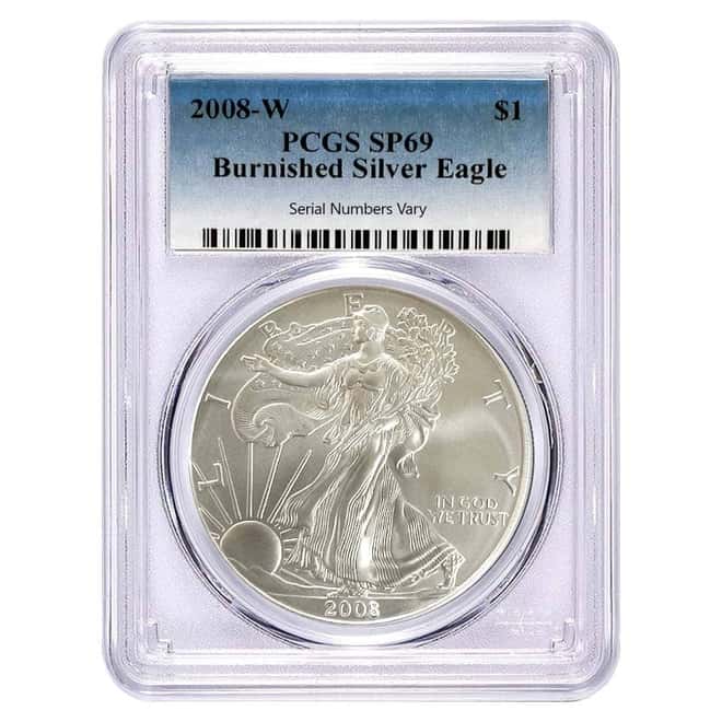 2008-W 1 oz Burnished Silver American Eagle PCGS SP 69