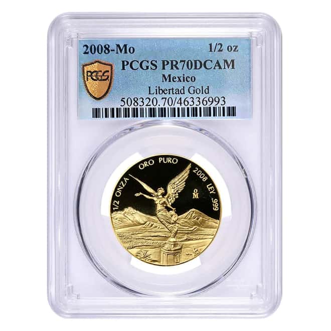 2008 1/2 oz Proof Mexican Gold Libertad PCGS PF 70 DCAM