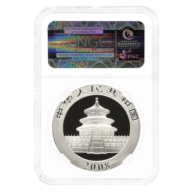 2008 1 oz Chinese Silver Panda 10 Yuan NGC MS 69