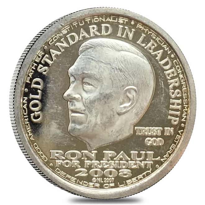2008 1 oz NORFED Liberty Ron Paul Silver Round .999 Fine