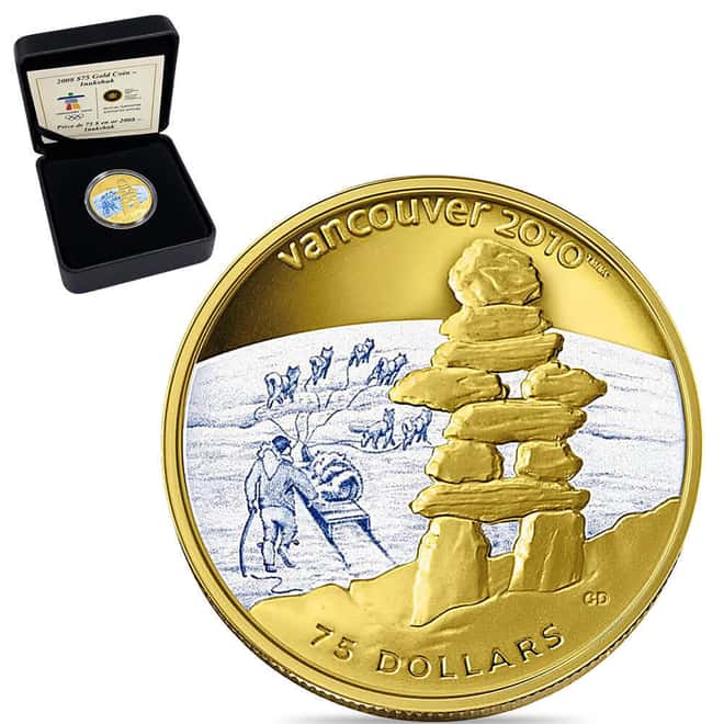 2008 Canada Olympic Games Inukshuk Gold Coin