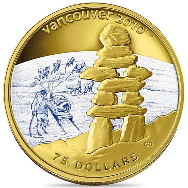 2008 Canada Olympic Games Inukshuk Gold Coin