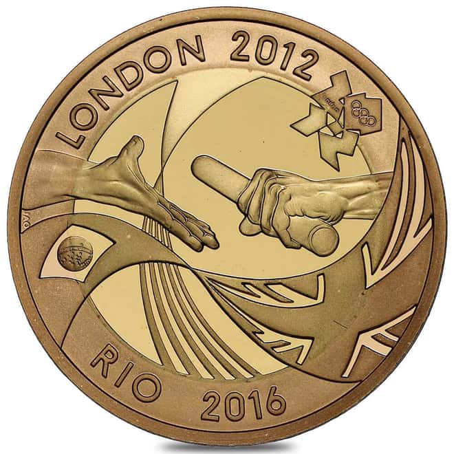 2012 Great Britain 2 Pounds London to Rio Olympics Handover Proof Gold Coin