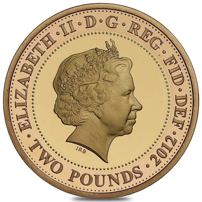 2012 Great Britain 2 Pounds London to Rio Olympics Handover Proof Gold Coin