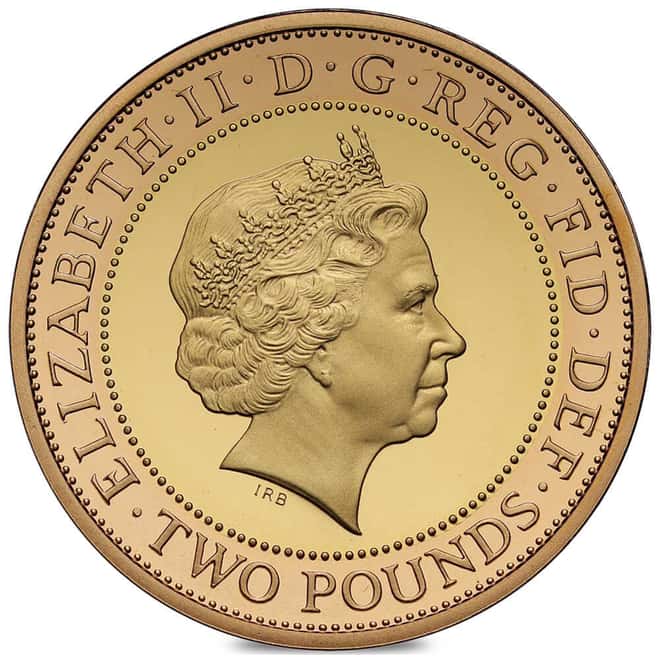 2008 Great Britain 2 Pounds Beijing to London Olympics Handover Proof Gold Coin
