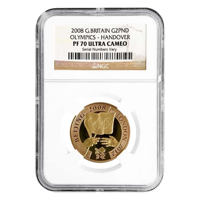 2008 Great Britain Proof Gold 2 Pounds Olympics Handover NGC PF 70 UCAM
