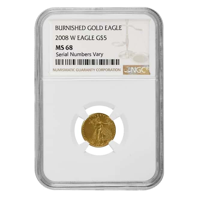 2008 W 1/10 oz $5 Burnished Gold American Eagle NGC MS 68