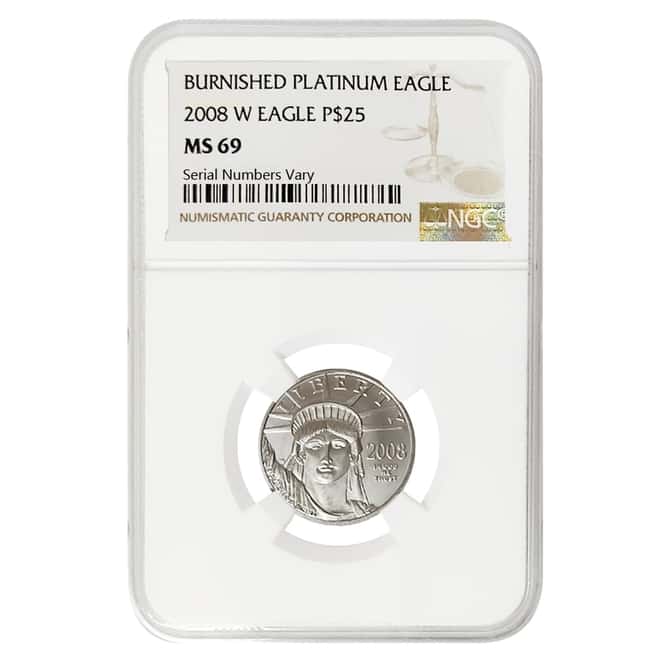 2008 W 1/4 oz $25 Burnished Platinum American Eagle NGC MS 69