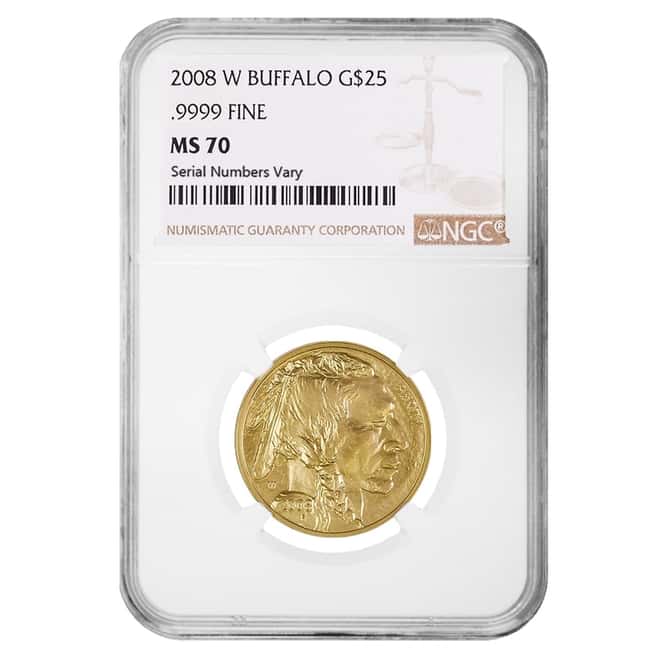 2008 W 1/2 oz $25 Burnished Gold American Buffalo NGC MS 70