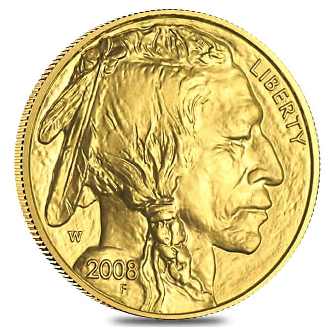 2008 W 1/2 oz $25 Burnished Gold American Buffalo (w/Box & COA)