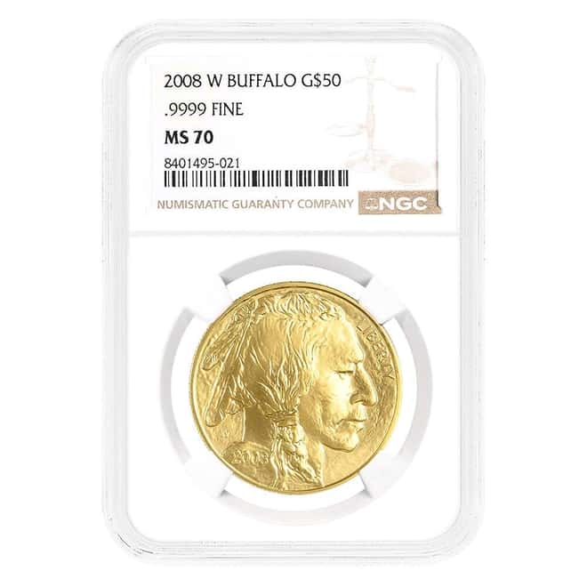 2008-W 1 oz $50 Burnished Gold American Buffalo NGC MS 70