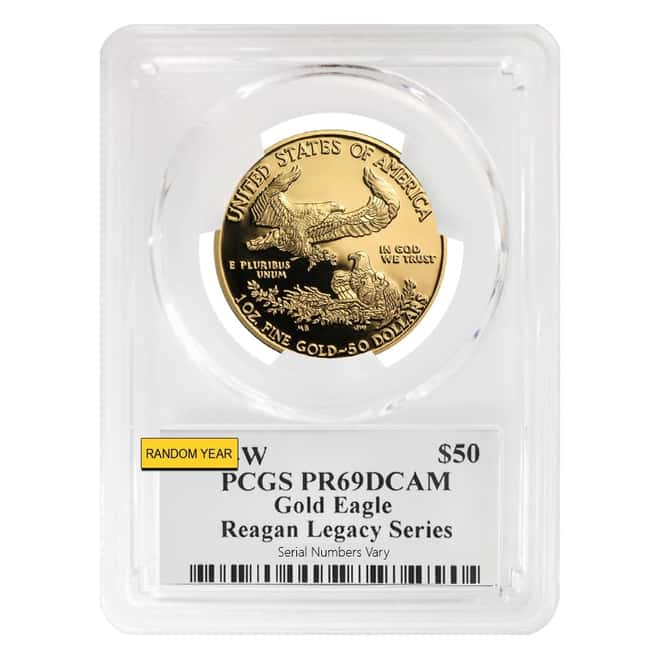 1 oz $50 Proof Gold American Eagle PCGS PF 69 DCAM - Reagan Legacy Series (Random Year)
