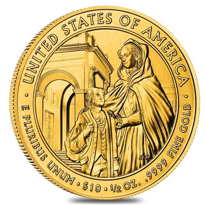 2008 W 1/2 oz $10 First Spouse - Louisa Adams Gold Uncirculated Coin (w/Box & COA)