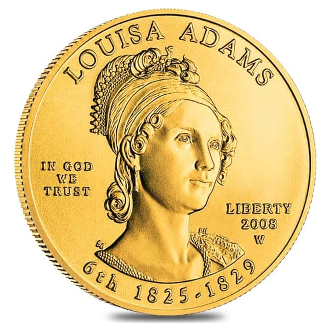 2008 W 1/2 oz $10 First Spouse - Louisa Adams Gold Uncirculated Coin (w/Box & COA)