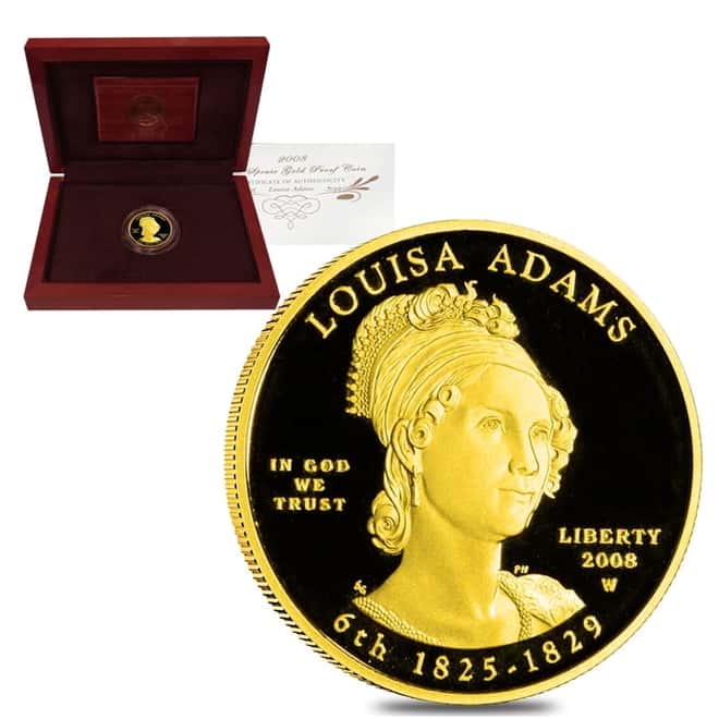 2008 W 1/2 oz $10 First Spouse - Louisa Adams Gold Proof Coin (w/Box & COA)