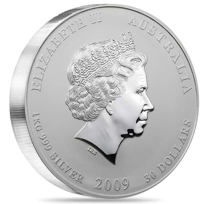 2009 1 Kilo Colorized Silver Lunar Ox BU Australian Perth Mint