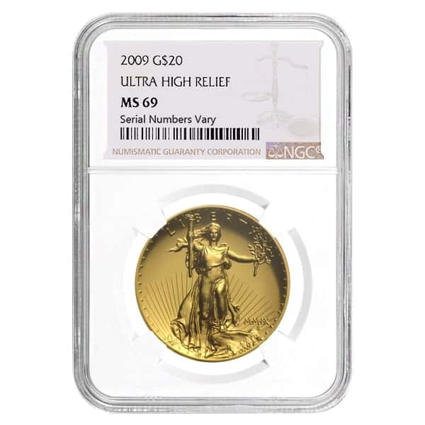 2009 1 oz $20 Ultra High Relief Saint-Gaudens Gold Double Eagle NGC MS 69