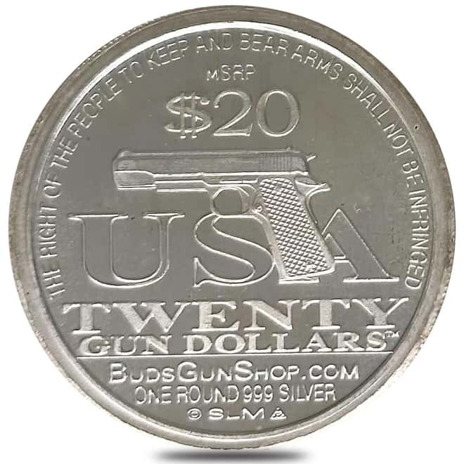 2009 1 oz NORFED Second Amendment Bud's Gun Shop Silver Round .999 Fine