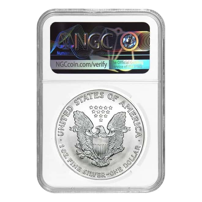 2009 1 oz Silver American Eagle NGC MS 69 Mint Error (Obv Struck Thru)