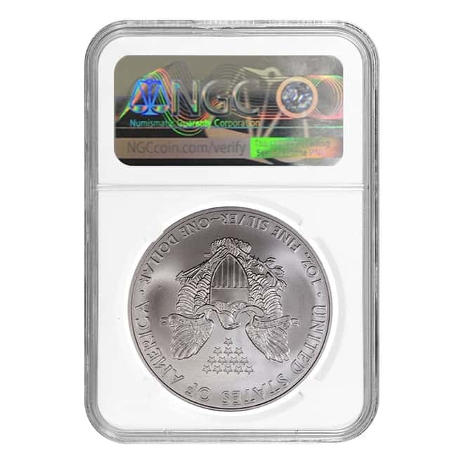 2009 1 oz Silver American Eagle NGC MS 69 Mint Error (Obv and Rev Struck Thru)