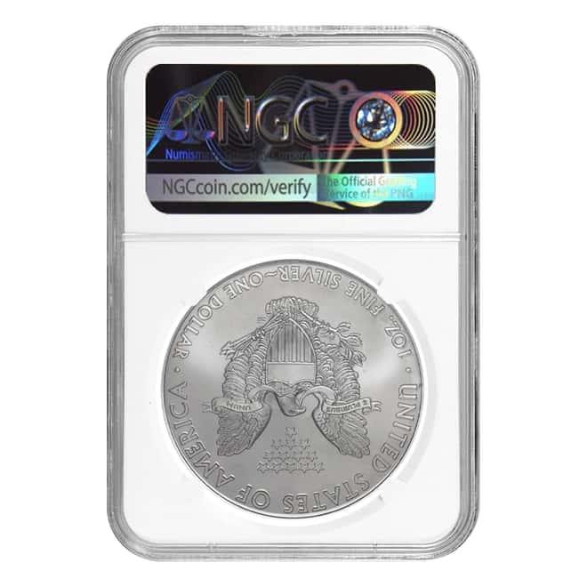2009 1 oz Silver American Eagle NGC MS 69 Mint Error (Rev Struck Thru)