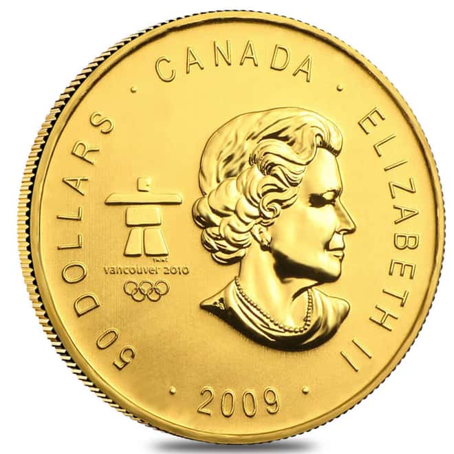 2009 Canada 1 oz $50 Vancouver Olympics Gold Coin .9999 Fine PCGS BU