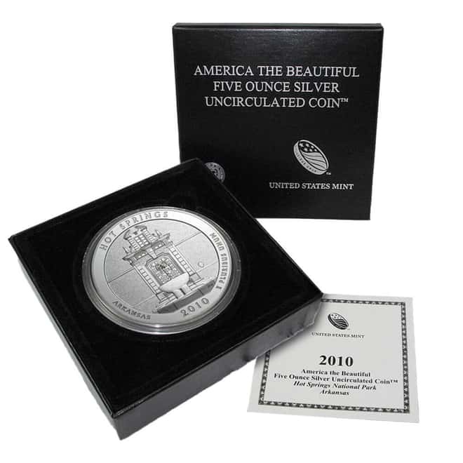 2010-P 5 oz Silver America the Beautiful ATB Arkansas Hot Springs National Park Uncirculated Coin