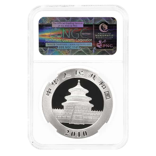2010 1 oz Chinese Silver Panda 10 Yuan NGC MS 69