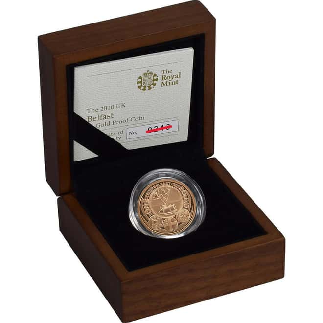 2010 Great Britain 1 Pound Belfast Proof Gold Coin