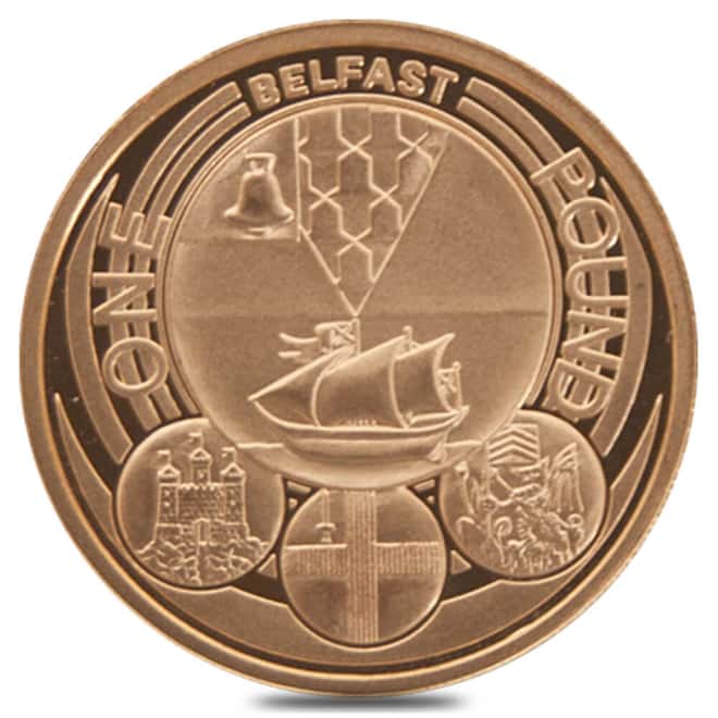 2010 Great Britain 1 Pound Belfast Proof Gold Coin