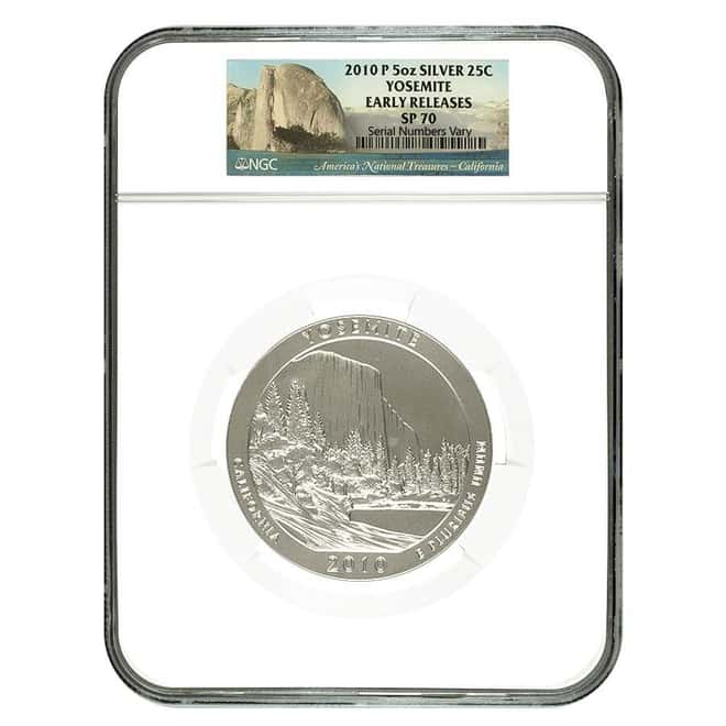 2010-P 5 oz Silver America the Beautiful ATB Yosemite NGC SP 70
