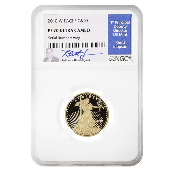2010 W 1/4 oz $10 Proof Gold American Eagle NGC PF 70 UCAM (Rhett Jeppson Sign)