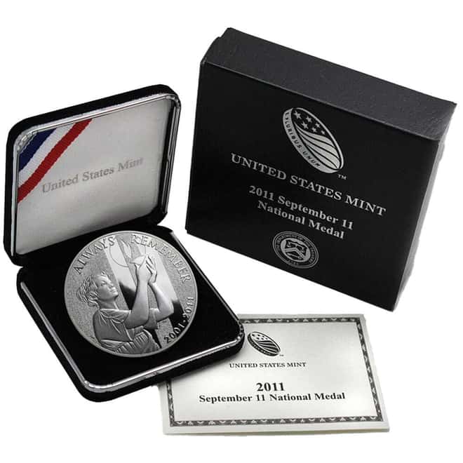 2011-P 9/11 National Proof Silver Medal (w/Box & COA)