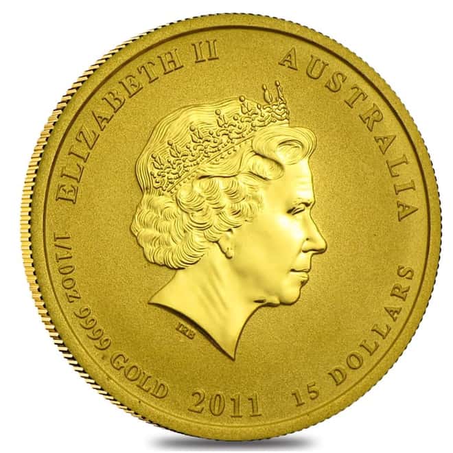 2011 1/10 oz Gold Lunar Year of The Rabbit BU Australia Perth Mint In Cap
