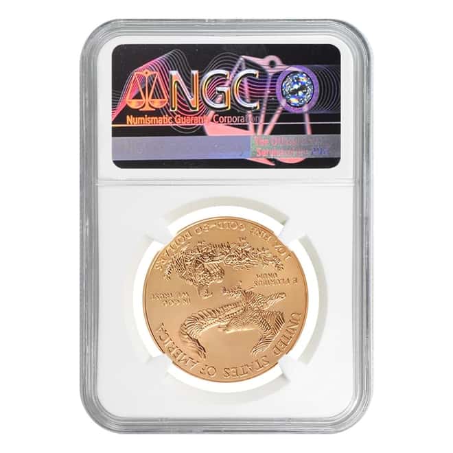 2011 1 oz $50 Gold American Eagle NGC MS 69 Mint Error (Obv Struck Thru) 