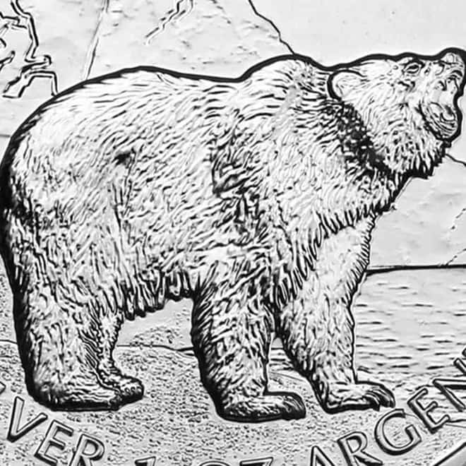 2011 1 oz Canadian Grizzly Bear Wildlife Series Silver Coin BU