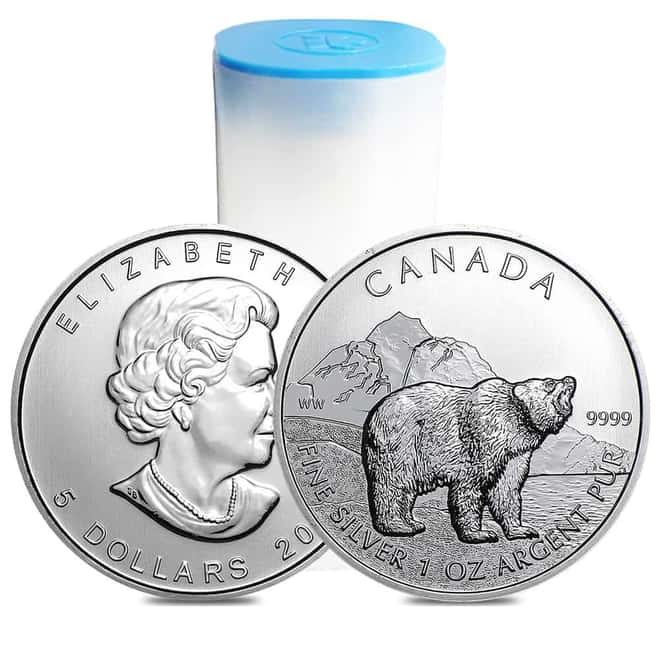 2011 1 oz Canadian Grizzly Bear Wildlife Series Silver Coin BU