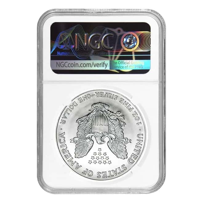 2011 1 oz Silver American Eagle NGC MS 69 Mint Error (Obv Struck Thru)