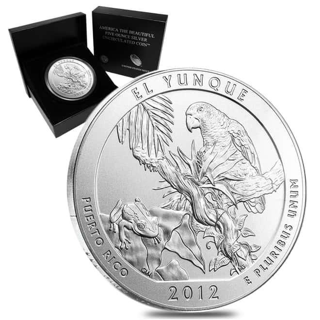 2012-P 5 oz Silver America the Beautiful ATB Puerto Rico El Yunque National Forest Unc Coin (w/Box & COA)