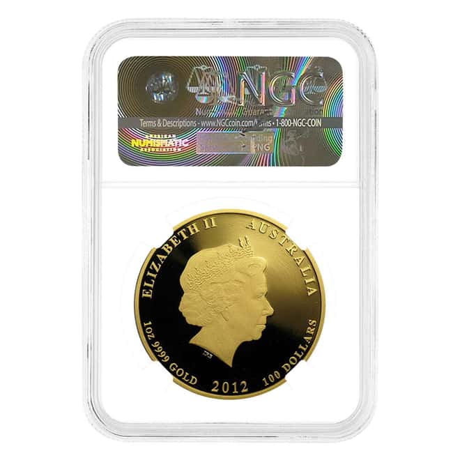 2012 1 oz Proof Colorized Gold Lunar Dragon Australia Perth Mint NGC PF 69 UCAM