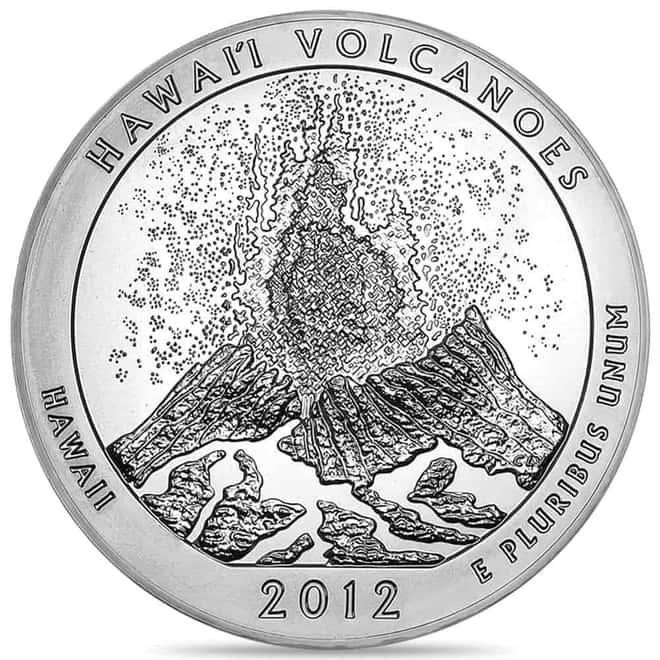 2012 5 oz Silver America the Beautiful ATB Hawaii Volcanoes National Park Coin BU