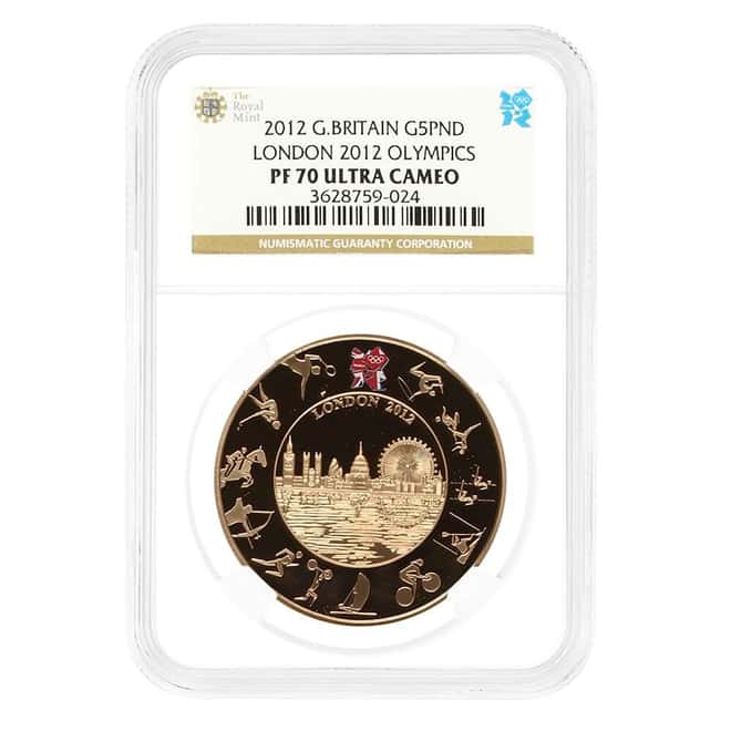2012 Great Britain 5 Pounds London Olympics Proof Gold Coin NGC PF 70 UCAM