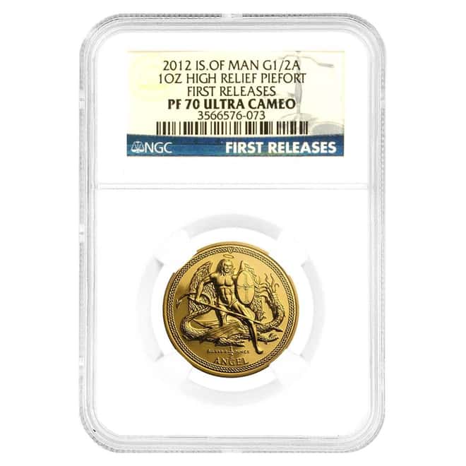 2012 Isle of Man 1 oz Proof 1/2 Angel Piefort Gold Coin NGC PF 70 UCAM FR