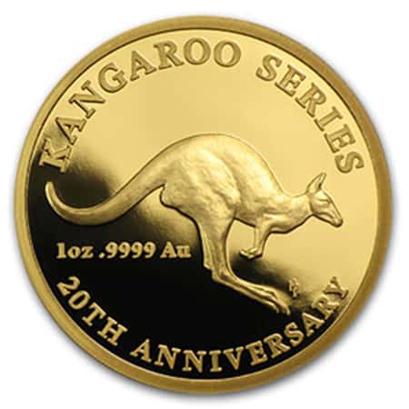2013 $100 Royal Australian Mint Gold Coin 20th Anniversary Kangaroo