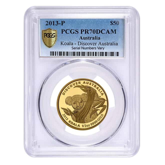 2013 1/2 oz Gold Australian Koala Discover Australia Perth Mint PCGS PF 70 DCAM
